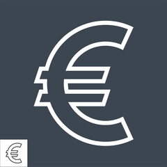 Euro Sign Thin Line Vector Icon. Flat icon isolated on the black background. Editable EPS file. Vector illustration.