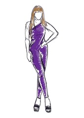 Fashion model in jumpsuit.