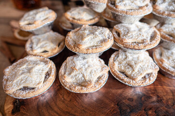 Christmas pies with a star design on sale at a Christmas market at Waddesdon Manor.