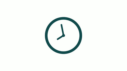 New cyan dark circle 12 hours counting down clock icon without trick,clock icon on white background