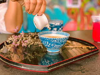 Coffee in the blue cup