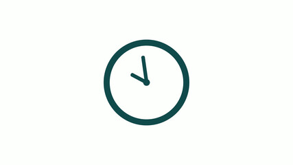 New cyan dark circle 12 hours counting down clock icon without trick,clock icon on white background