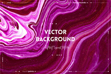 Obraz premium Fluid art texture. Abstract background with mixing paint effect. Liquid acrylic artwork with chaotic mixed paints. Can be used for posters or wallpapers. Wine, golden and white overflowing colors