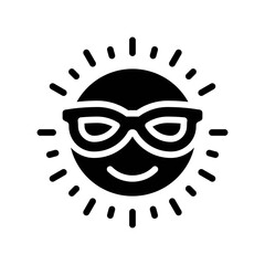 summer holiday related sun with glasses and smile face circle vector in solid design,