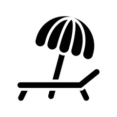 summer holiday related sun bed with umbrella and stand vector in solid design,