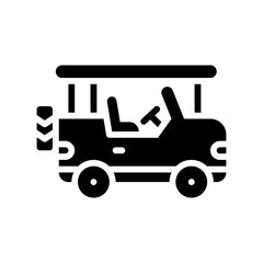 summer holiday related summer jeep for traveling with seat and roof vector in solid design,