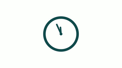 New cyan dark circle 12 hours counting down clock icon without trick,clock icon on white background