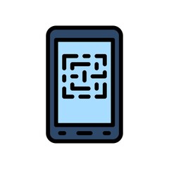 supper market or online shopping related mobile with bar code vector with editable stroke,