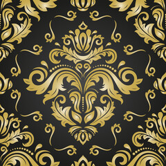 Orient classic pattern. Seamless abstract background with vintage elements. Orient background. Black and golden ornament for wallpaper and packaging