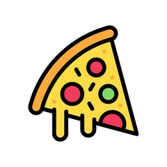 supper market or online shopping related pizza slice with mushroom and cheese vector with editable stroke,