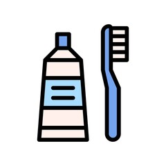 supper market or online shopping related toothpaste or tube with brush vector with editable stroke,