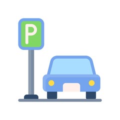 Fototapeta premium supper market or online shopping related car with parking board vector in flat style,
