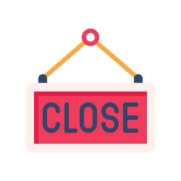 supper market or online shopping related store close board with hanging huck vector in flat style,