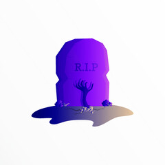 Halloween night illustration with tombstone