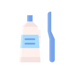 supper market or online shopping related toothpaste or tube with brush vector in flat style,