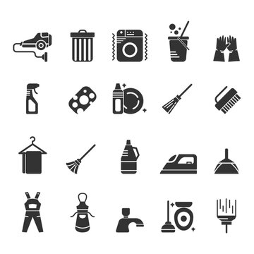 set of cleaning icons