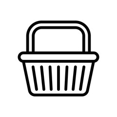 supper market or online shopping related shopping basket with handle vector in lineal style,