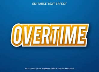 overtime text effect template with bold and sans style use for logo and business brand