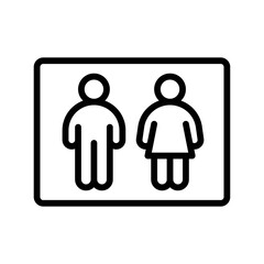 supper market or online shopping related characters with male and female toilet sign board vector in lineal style,