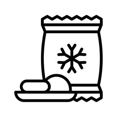supper market or online shopping related frozen food sack with plate and food vector in lineal style,