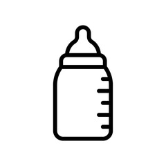 supper market or online shopping related baby milk bottle with scale vector in lineal style,