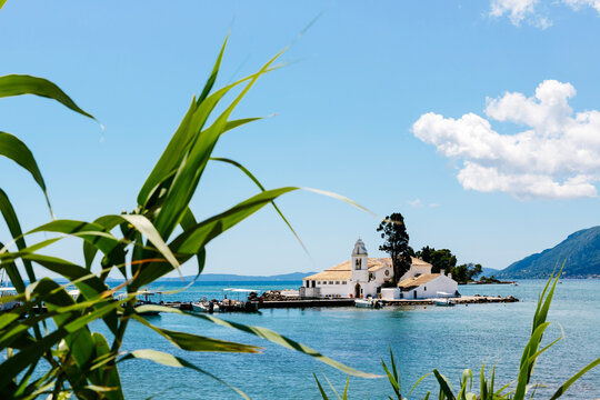 Small island with a white church