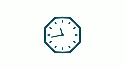 Cyan dark counting down 12 hours clock icon with trick,clock icon on white background