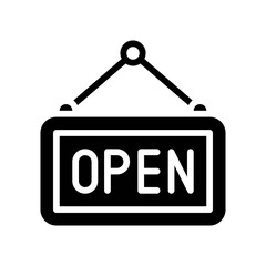 supper market or online shopping related store open board with hanging huck vector in solid design,