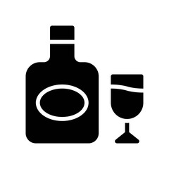 supper market or online shopping related wine bottle with label and glass vector in solid design,