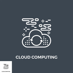 Obraz premium Cloud Computing Services Related Vector Thin Line Icon. Isolated on Black Background. Vector Illustration.