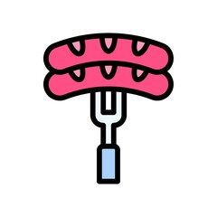 4th of july related united state hot dog with fork vectors with editable stroke,