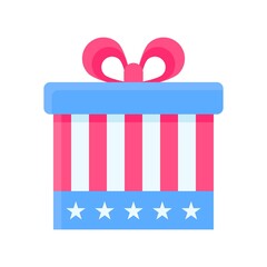 4th of july related united state flag style gift box with strips and stars vectors in flat style,