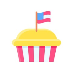 4th of july related united state flag on cup cake with strips vectors in flat style,