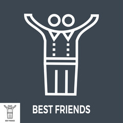 Best Friends Thin Line Vector Icon Isolated on the Black Background.