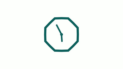 New cyan dark counting down clock icon on white background,12 hours clock icon