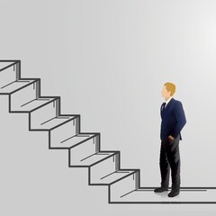 businessman below the staircase