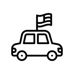 4th of july related united state flag on car with strips vectors in lineal style,