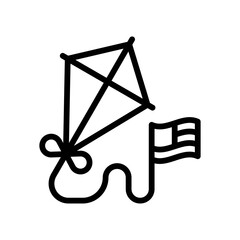 4th of july related united state flag with kite and thread vectors in lineal style,