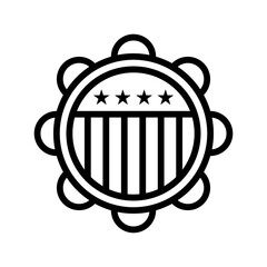 4th of july related united state flag badge with small stars vectors in lineal style,