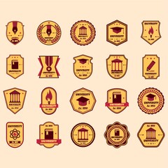 set of university logo element icons