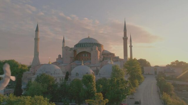 Hagia Sophia drone footage at sunset