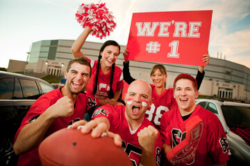 Tailgating: Group of Fans Yells for Their Team