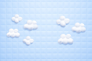 商品背景　浴室タイルの雲のようなきめの細かい洗顔泡