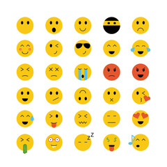 Smiley face vector isolated icon set. Chat icon. Emoticons flat illustration