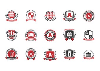 Naklejka premium set of university logo element icons