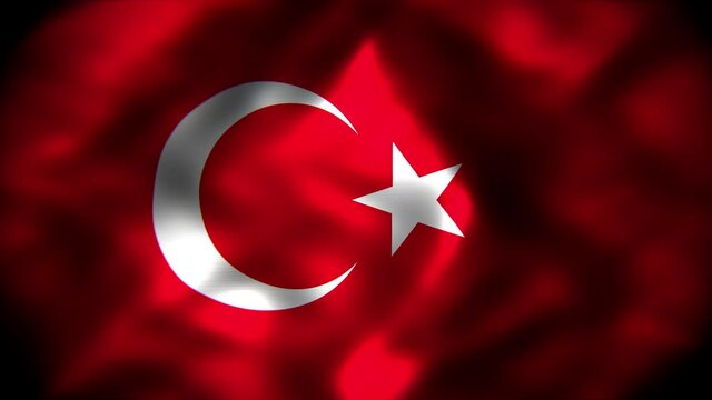 Realistic dark looping 3D animation of the national flag of Turkey rendered in UHD