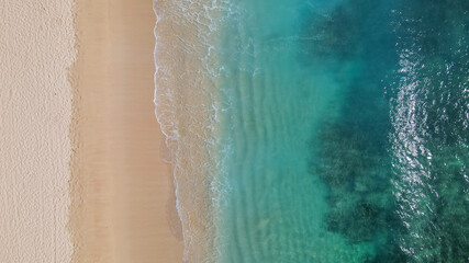 Aerial Waikiki beach during Covid-19， HONOLULU OAHU HAWAII 2020. deserted beach