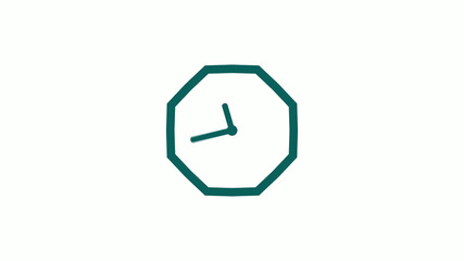 New cyan dark counting down clock icon on white background,12 hours clock icon