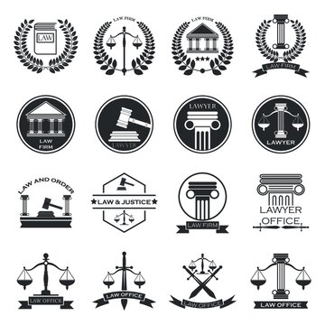 set of law logo element icons