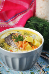Scandinavian fish soup in a bowl